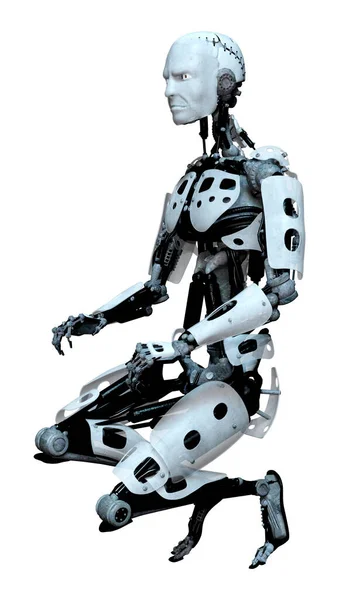 白い背景に隔離された男性ロボットの3Dレンダリング — ストック写真