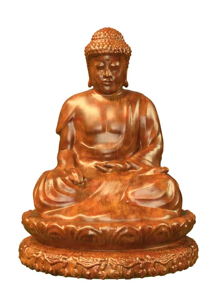 Rendering Buddha Statue Isolated White Background — Stock Photo, Image