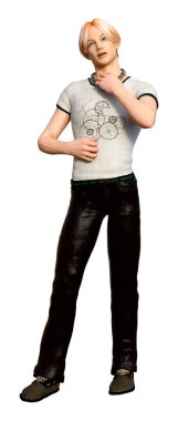 Beyaz arka planda izole edilmiş bir gencin 3D görüntüsü