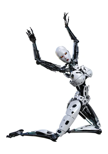 Rendering Female Robot Isolated White Background — Stock Photo, Image