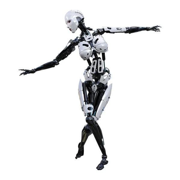 Rendering Robot Femmina Isolato Sfondo Bianco — Foto Stock