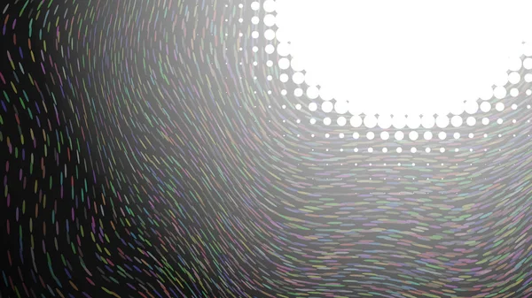 ワイド フォーマットの抽象的な背景 グラデーション効果の錯覚 効果を点描します リズミカルなノイズ粒子 木目のテクスチャです 黒の背景 カラフルなストロークでフル の壁紙 — ストックベクタ