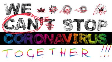 Poster - We can stop covid-19 together, vector EPS10 clipart