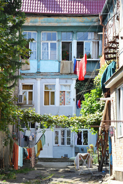 Inner courtyard of the old residential house in Tbilisi