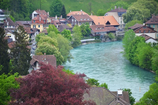 Nézd Bern Aare Folyó Partján Svájc — Stock Fotó