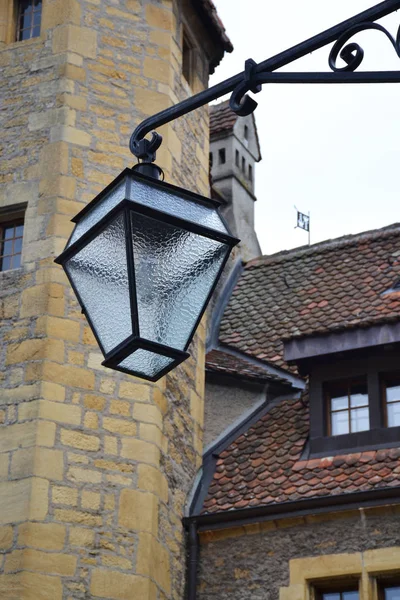 Pouliční Lampa Starý Hrad Neuchatel Švýcarsko — Stock fotografie