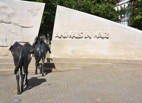 Λονδίνο Ηνωμένο Βασίλειο Αυγούστου 2019 Μνημείο Για Ζώα Στον Πόλεμο — Φωτογραφία Αρχείου