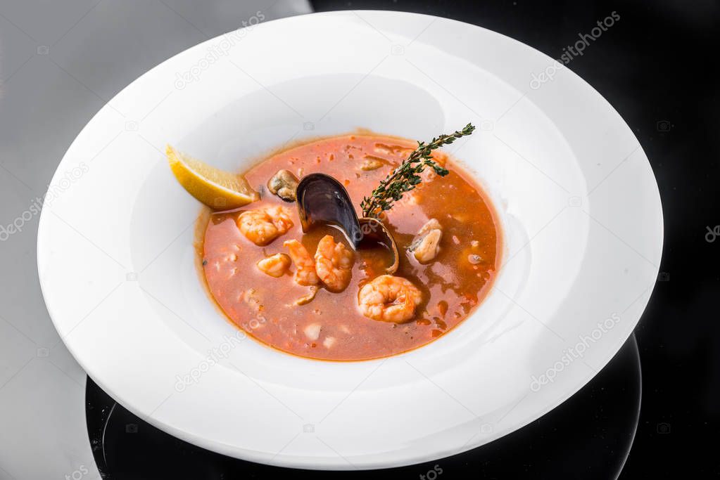 French Bouillabaisse fish soup with seafood