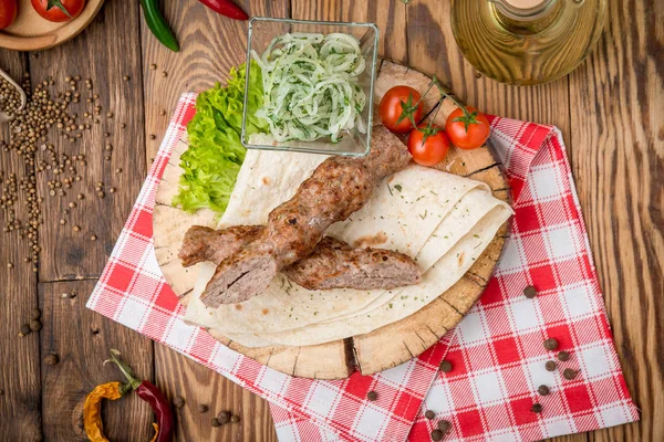 Grilled beef  meat kebabs — Stock Photo, Image
