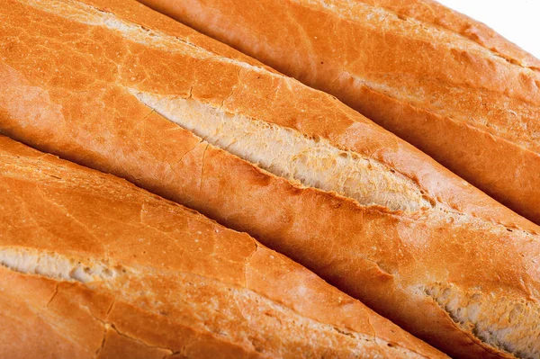 Fransız ekmeği, ekmek. Beyaz arkaplanda izole — Stok fotoğraf