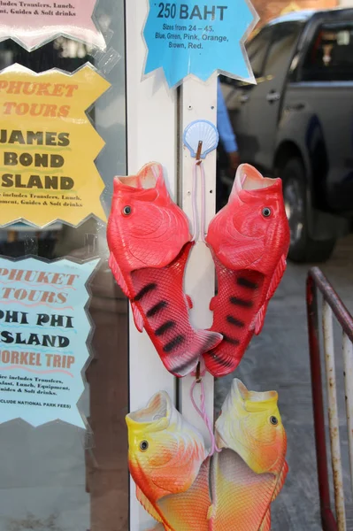 Patong Phuket Thailand January 2020 Fish Shaped Slippers Being Sold — Stock Photo, Image