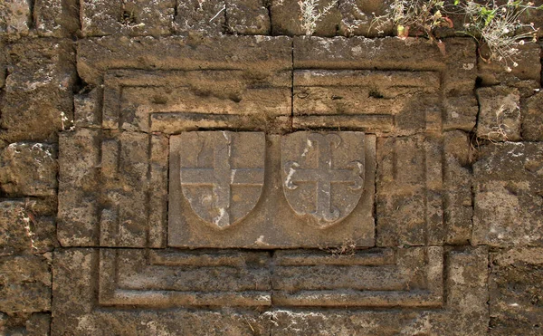 Coats Arms Carved Wall Fortress Rhodes Greece — Stock Photo, Image