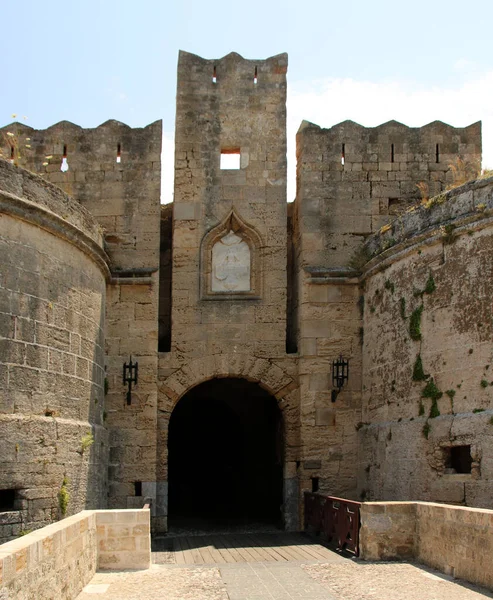 Gate Amboise Fortifications Rhodes Rhodes Fortress Old Town Rhodes Greece — Stock Photo, Image