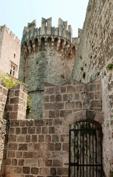 Tower Part Fortress Wall Gate Medieval Fortress Old Town Rhodes — Stock Photo, Image