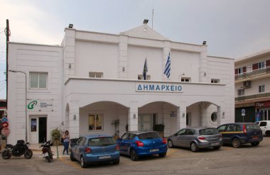 AFANDOU, RHODES, GREECE - 21 Mayıs 2020: Afandou Belediye Binası, Yunanistan