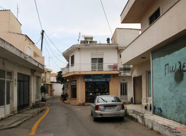 AFANDOU, RHODES, GREECE - 20 Mayıs 2020: Afandou, Rodos, Yunanistan 'da Sokak