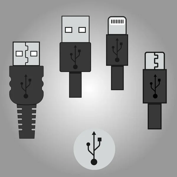 Набор значков USB — стоковый вектор
