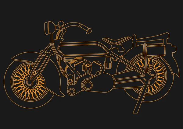 Old vintage motorcycle — Stock Vector