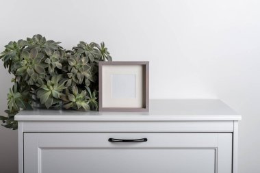 Sulu içerikli İskandinav minimalist iç mekanında fotoğraf çerçevesinden yapılmış.
