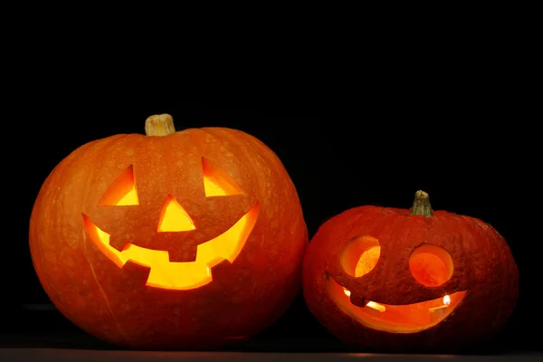 Illuminated cute halloween pumpkin — Stock Photo, Image