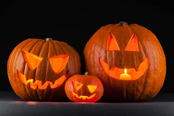 Halloween pumpkins on black — Stock Photo, Image