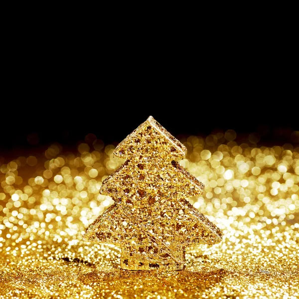 Όμορφη χρυσή διακοσμητικό χριστουγεννιάτικο δέντρο — Φωτογραφία Αρχείου