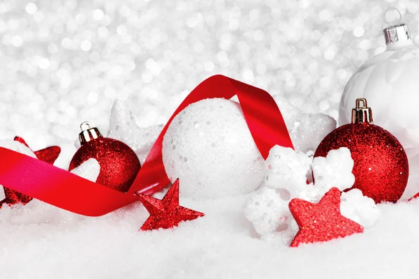 Christmas decor on snow — Stock Photo, Image