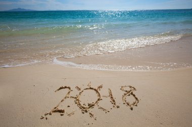 New year 2018 on beach clipart