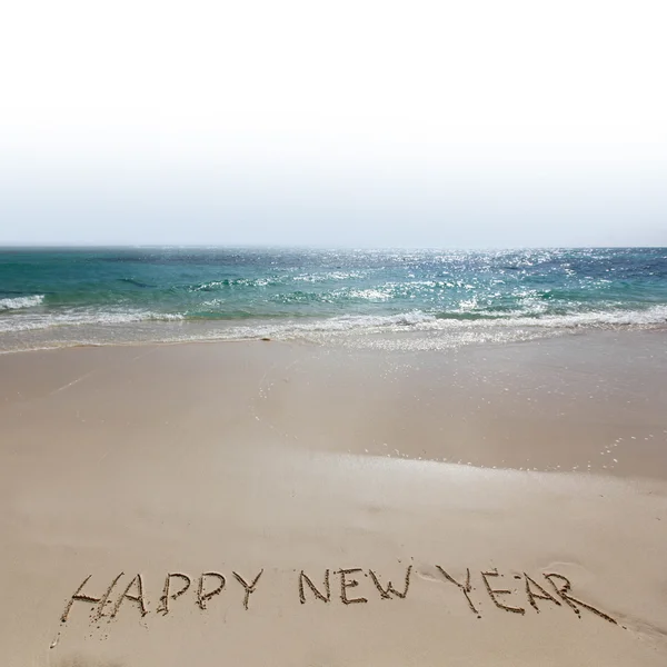 Feliz ano novo na praia — Fotografia de Stock