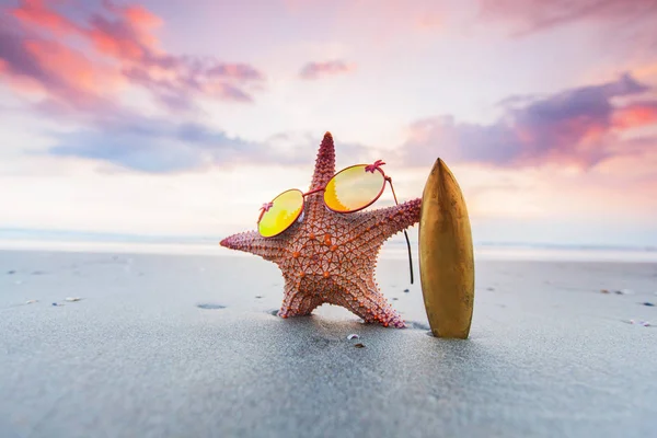 Surfista estrella de mar en la playa — Foto de Stock