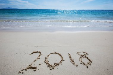 New year 2018 on beach clipart
