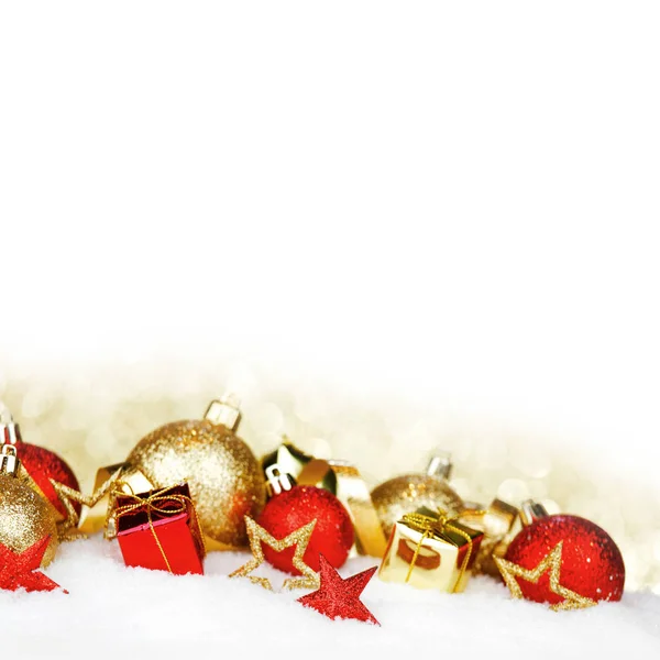 Christmas balls on snow — Stock Photo, Image