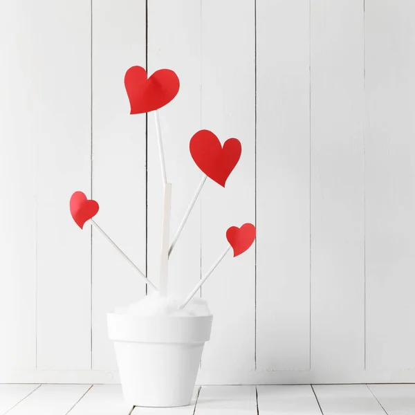 Árvore de amor em vaso de flores — Fotografia de Stock