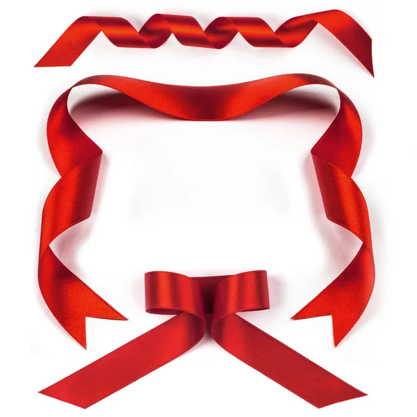 Fabric red ribbon set — Stock Photo, Image