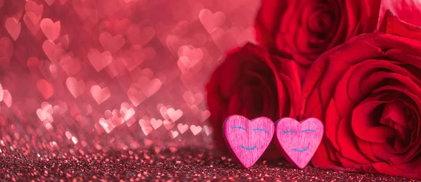Rosas e corações — Fotografia de Stock