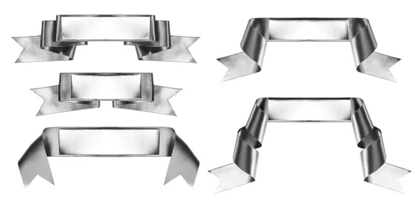 Silver banners on white — Stock Photo, Image