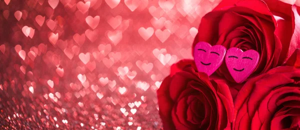 Rosor och hjärtan — Stockfoto
