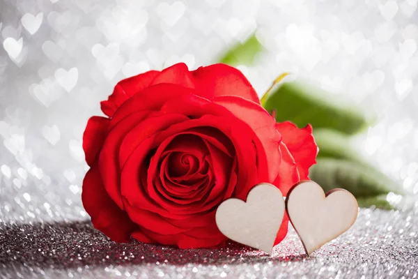 Rose och hjärtan — Stockfoto