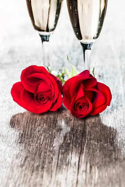 Champagne e rose — Foto Stock
