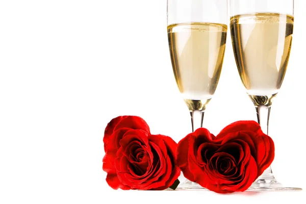 Champagne and roses — Stock Photo, Image