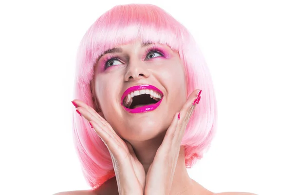 Glamour ragazza con i capelli rosa — Foto Stock