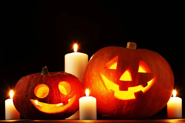 Zucche di Halloween con candele — Foto Stock