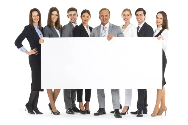 Business people holding a banner — Stock Photo, Image