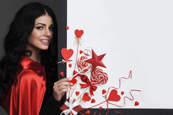 Woman with magic wand, Valentines day — Stock Photo, Image