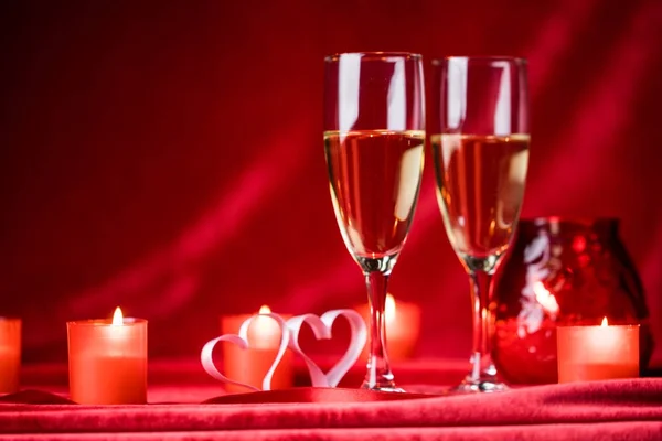 Champagne and candles — Stock Photo, Image