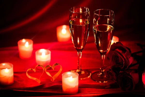 Champagne and candles — Stock Photo, Image
