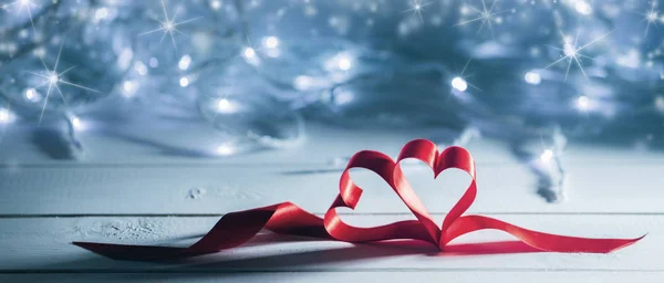 Valentines day ribbon hearts — Stock Photo, Image