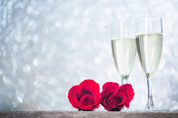 Champanhe e rosas — Fotografia de Stock