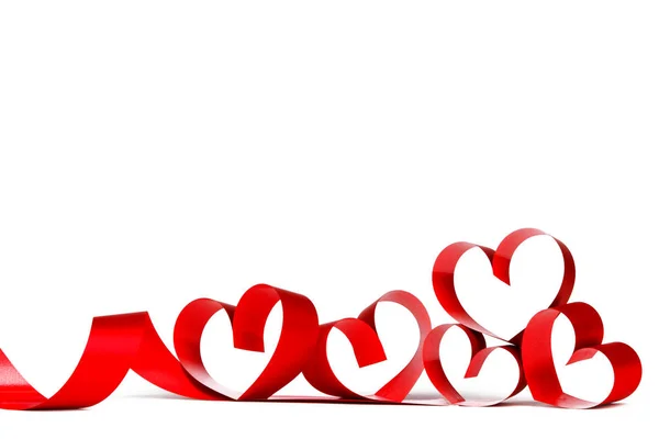 Červená stuha srdce — Stock fotografie