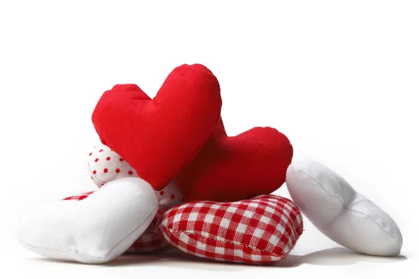 Czerwony włókienniczych serca — Zdjęcie stockowe